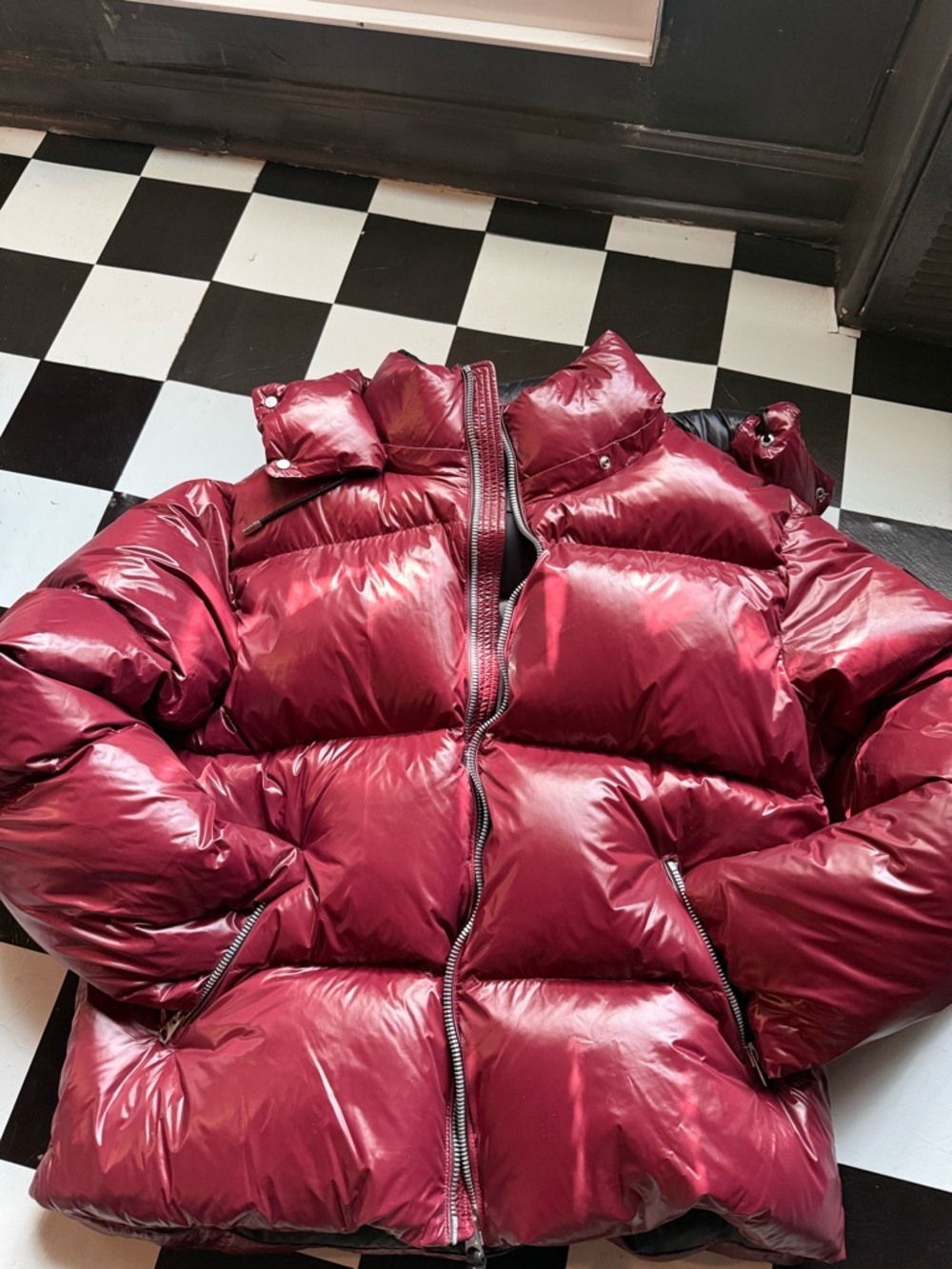 Mackage Men's Shiny Burgundy Red Puffer Jacket